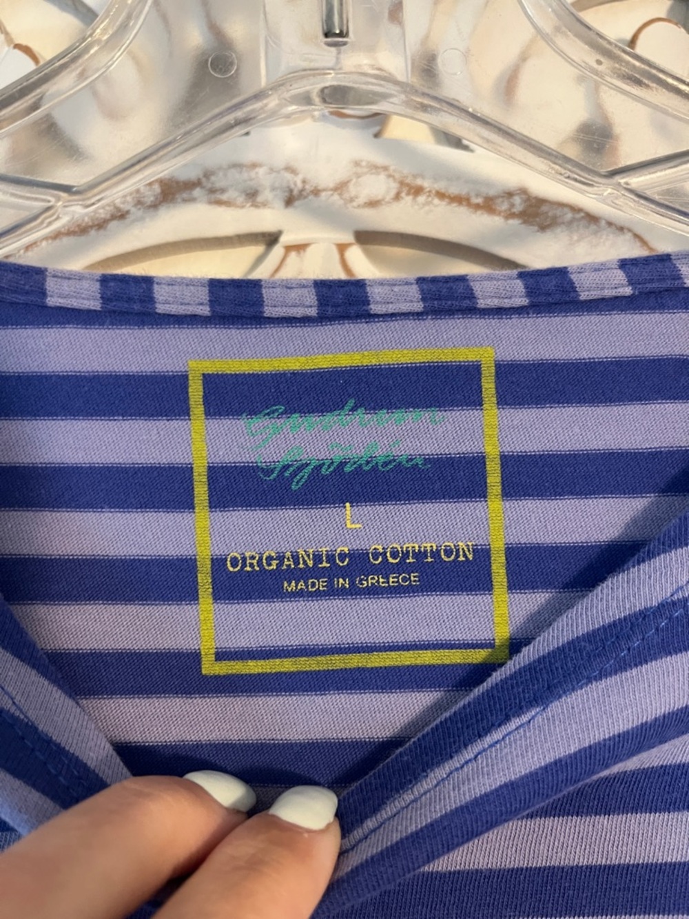 Gudrun Sjoden Blue and Lavender Striped Long Sleeve Tee - Picture 2 of 6